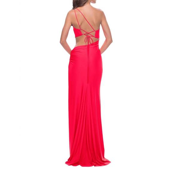 strapless open back dress V-Neck Wide Straps Cutout Pleated Side Split Prom Dresses – Alizeal main image 1